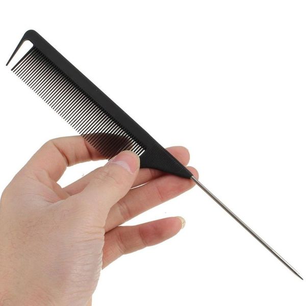 

hair brushes fashion black fine-tooth comb metal pin anti-static style rat tail 220x28x4mm styling beauty tools, Silver