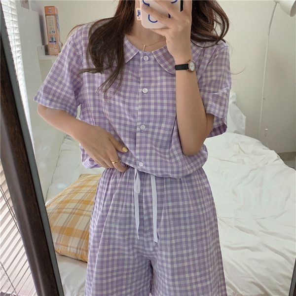 

casual dresses women large size thin stylish 2021 all match loose homewear sleepwear chic summer pajamas sets ywlx, Black;gray