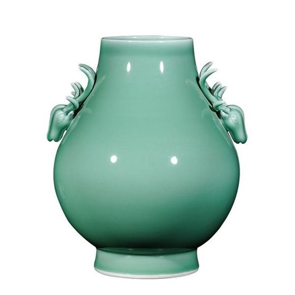 

vases jingdezhen ceramic chinese blue glazed double ear sheep's horn and big belly porcelain wares ornaments