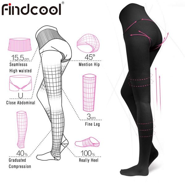 

findcool compression pantyhose for women support 23-32mmhg treatment swelling edema varicose veins yoga outfits, White;red