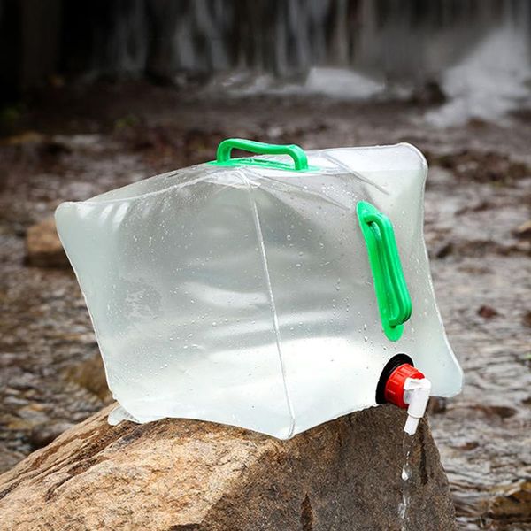 

folding water bucket camping portable bag with faucet transparent large capacity car bottle