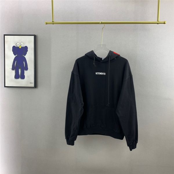 

heavy fabric vetements super dalian hoodie 11 high-quality casual and versatile embroidery tag sweatshirt, Black