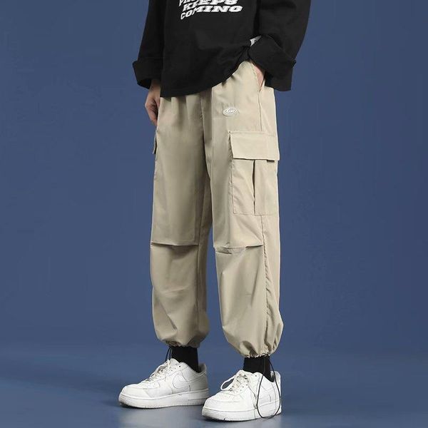 

men's pants spring autumn men loose casual trousers fashion outdoor sport tooling trendy korean big size ankle length sweatpants, Black