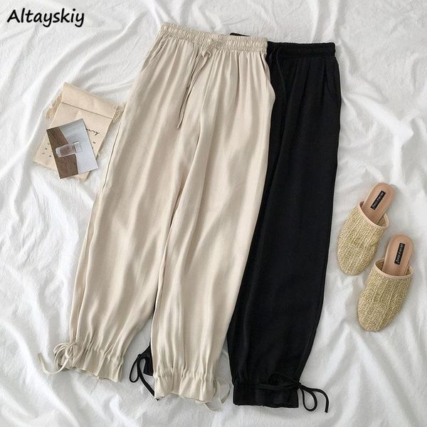 

wide leg pants women summer leisure preppy style loose slim high waist solid all-match girls trousers korean chic streetwear women's &, Black;white