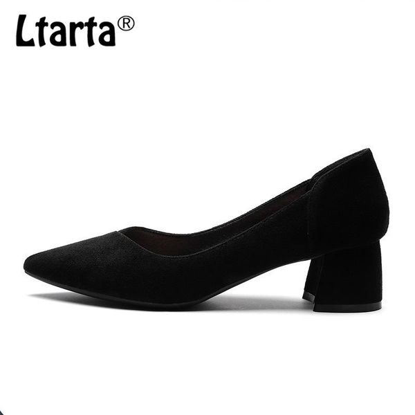 

dress shoes ltarta women's high-heeled 2021 spring work black chunky heel pointed office yzh