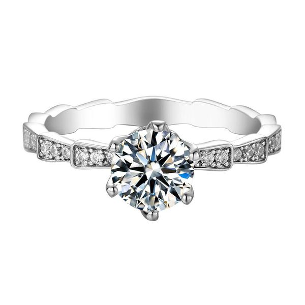 

cluster rings luster 925 sterling silver 1ct round cut d color moissanite engagement for women wedding fine jewelry, Golden;silver