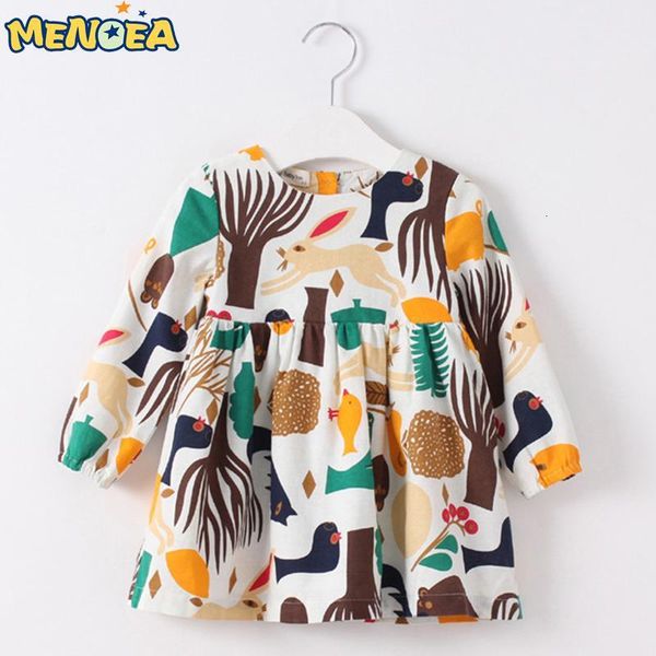 

girl's dresses menoea new autumn girls dress cartoon clothes long sleeve forest animals graffiti for kids im3q, Red;yellow
