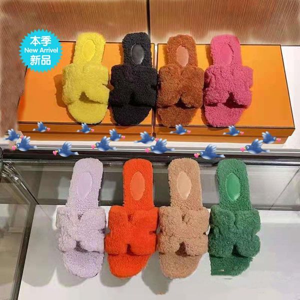 

slippers 2021 comfortable woolen shoes brand design warm indoor, Black