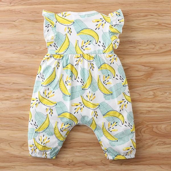 

casual banana pattern printing romper flying sleeve playsuit born baby girls boys jumpsuit for toddler kids summer clothes jumpsuits, Blue
