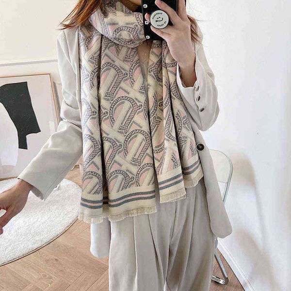 

scarves autumn and winter women's versatile imitation cashmere long warm scarf, foreign style fashion, large shawl scarf outside the of, Blue;gray