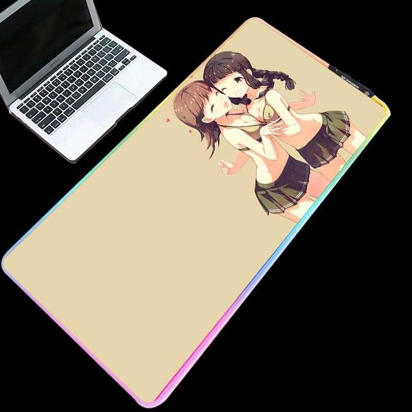 

mouse pads & wrist rests xgz anime girl short skirt big pad led color light rgb game mousepad deskwith backlight usb 40x90 / 30x35 cm