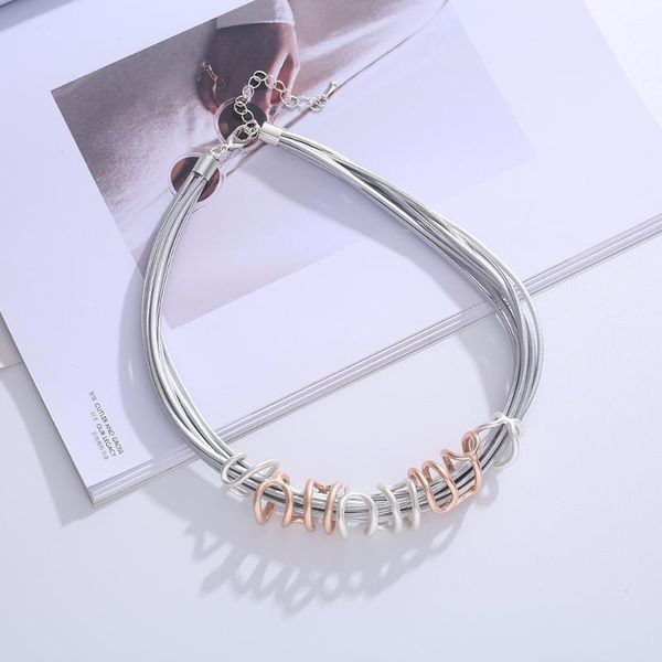 

chains trendy choker necklaces jewelry for women leather rope vintage simple fashion woman accessories christmas gifts, Silver