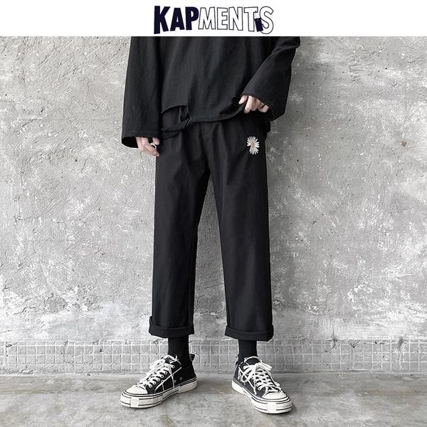 

men's pants kapments men flower kawaii harajuku streetwear baggy joggers 2021 mens korean fashion vintage sweatpants male causal sweat, Black