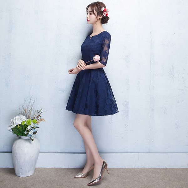 

treutoyeu women with knotbow sweet fashion mini short es solid lace for wedding party dy019, Black;gray