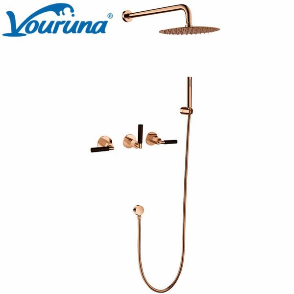 

vouruna luxurious rose golden shower kit & bath bathroom sets