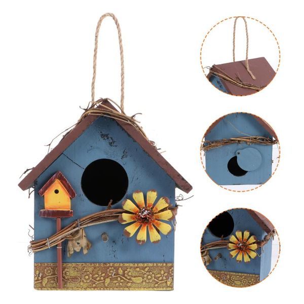 

bird cages outdoor garden wooden house feeder hanging parrots ornament