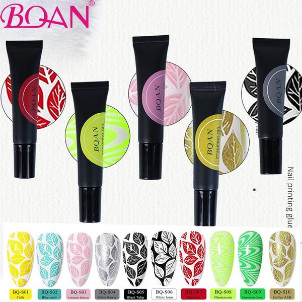 

nail gel bqan 1pc 8ml painting for stamp plates stamping polish uv soak off long lasting tool, Red;pink