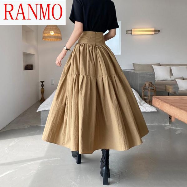 

korean summer a-line woman skirts causal elegant pleated high waist skirt 2021 faldas mujer moda 6g665, Black