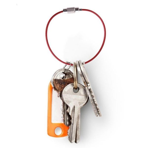 

keychains durable stainless steel colorful car keychain tag rope wire loop universal small tool ring key automobile accessories, Silver