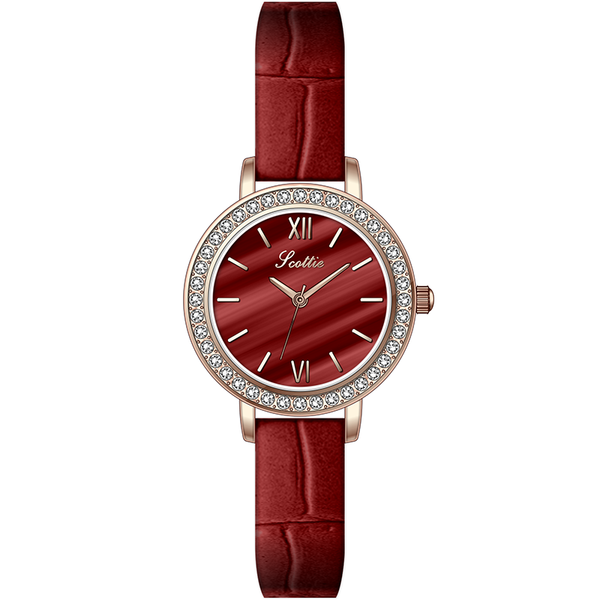 

wristwatches drop fashion brand women watches simple round ladies quartz red dial rose gold luxury girl hours with crystal, Slivery;brown