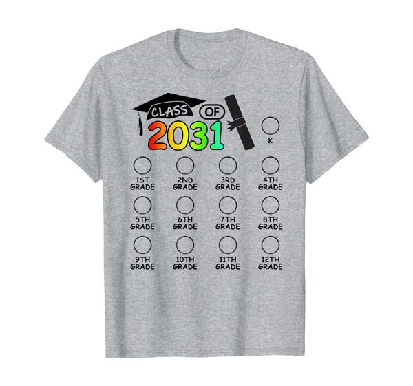

k -12th grade checkmarks space graduation class of 2031 t-shirt, White;black