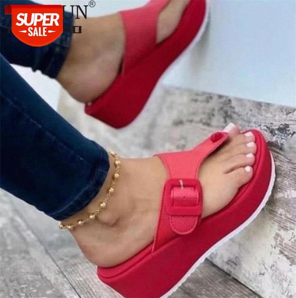 

2021 summer women slipper buckle decoration beach sandals female wedge shoes lady bath home outdoor slippers fashion flip-flops #pr2v, Black