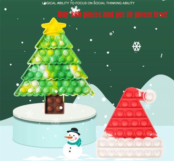 

dhl sstock new puzzle toys push finger fidget sensory bubble decompression christmas hat tree glove anxiety stress reliever kids toy