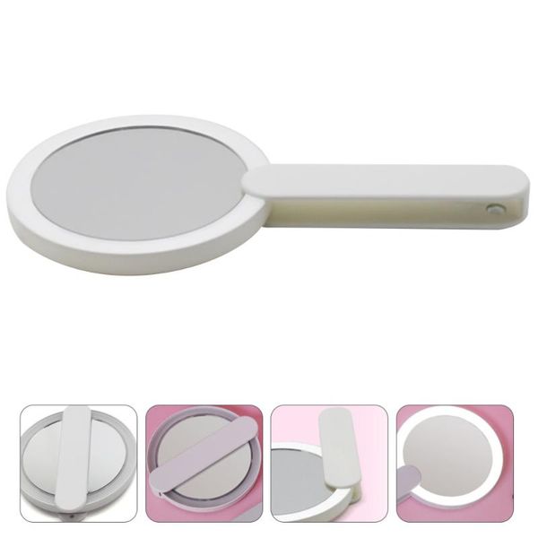 

1pc mini makeup mirror portable cosmetic handheld round led white compact mirrors