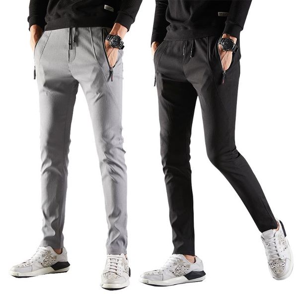 

brand spring style men's casual trousers young people pants for male small feet trouser, Black