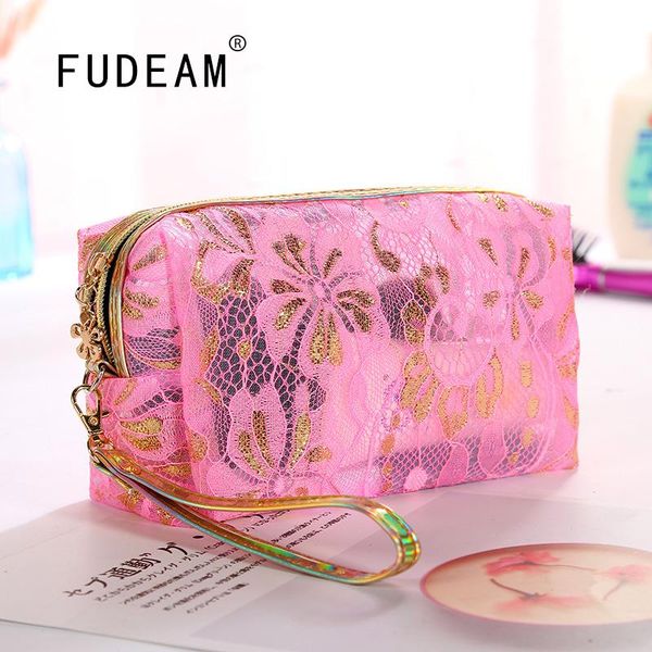 

hollow out mesh lace trim women travel cosmetic bag multifunction portable toiletries organize zipper storage makeup case bags & cases