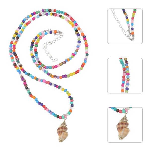 

pendant necklaces 1pc conch embellishment necklace decorative beach double-layer, Silver