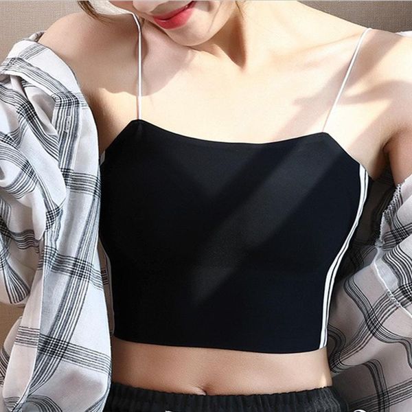 

bustiers & corsets 2021 women ice silk bras seamless beauty back bralette lingerie wire underwear tube scalloped bra for ladi, Black;white