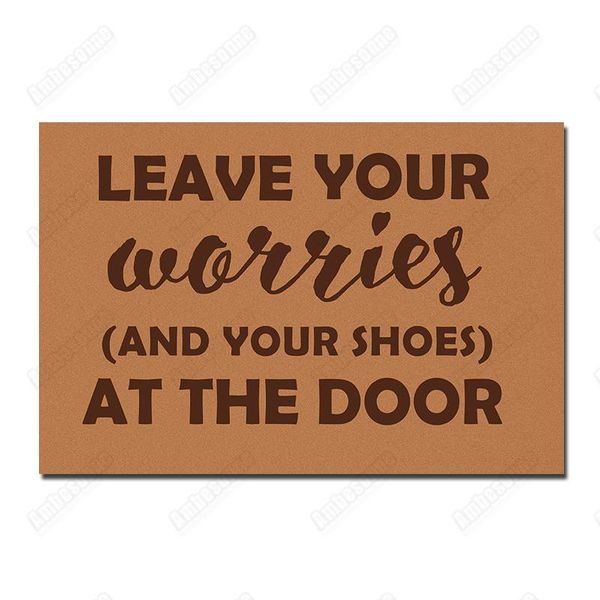 

funny welcome mat for entrance print on demand leave your worries and shoes at the door floor carpet in hallway carpets