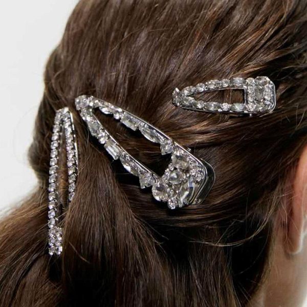 

hair clips & barrettes 3pcs charms shiny clear crystal for women creative vintage y2k jewelry punk hollow metal accessories party gifts, Golden;silver