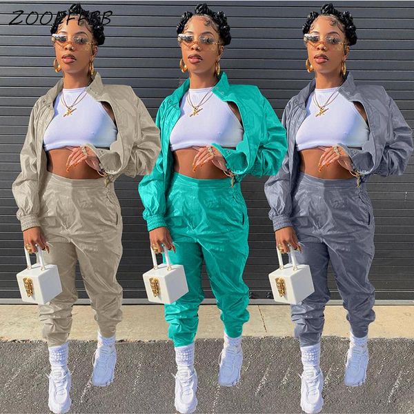 

women's two piece pants zooeffbb casual tracksuits sets set zipper coat and long sportsuit fall clothes for women streetwear 2021, White