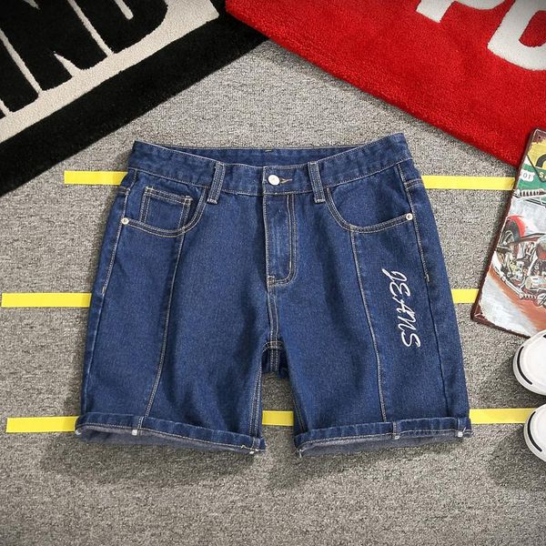 

men's shorts summer jeans men big size 5xl stitching embroidery loose denim man, White;black
