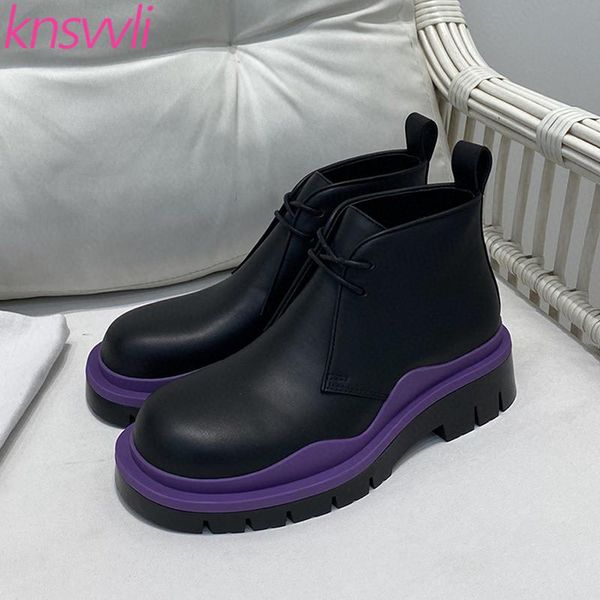 

boots woman thick sole motorcycle women flats platform ankle black female shoes