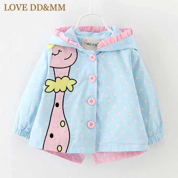 

love dd&mm girls jacket winter kid's clothing girls cute long-sleeved cartoon giraffe print hooded windbreaker jacket 210715, Blue;gray