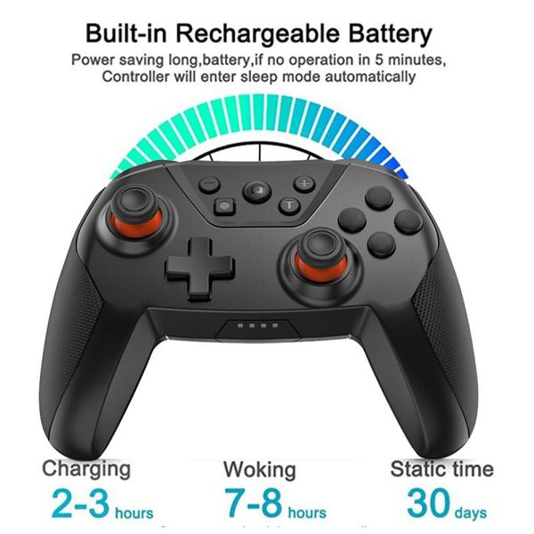 

game controllers & joysticks tns-0118b bluetooth gamepad vibration turbo dual motor wireless controller for switch pro console with wakeup f