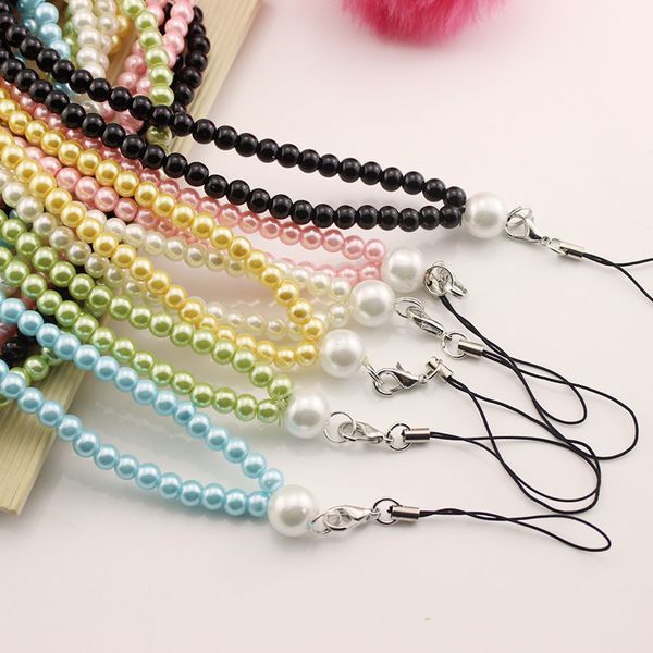 

beads cell phone straps universal diy long chain pearl mobile phones lanyard 970052
