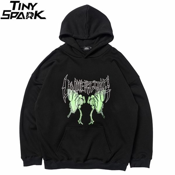 

men hip hop hoodie sweatshirt dancing skull harajuku hoodie streetwear winter fleece hooded pullover cotton 210715, Black