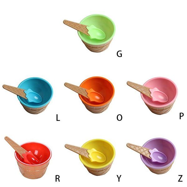 

bowls reusable novelty creative candy color ice cream small bowl with spoon kids cute plastic egg tart home kitchen supplies