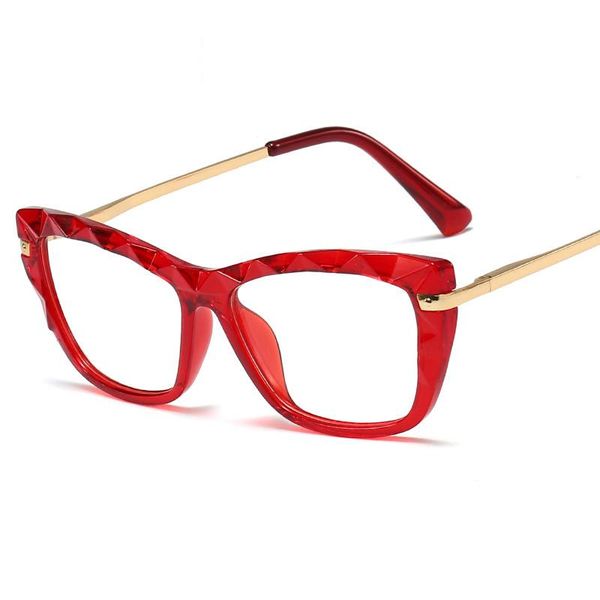 

fashion sunglasses frames crystal design transparent clear lens glasses women cat eye ladies anti-blue light computer optical frame, Black