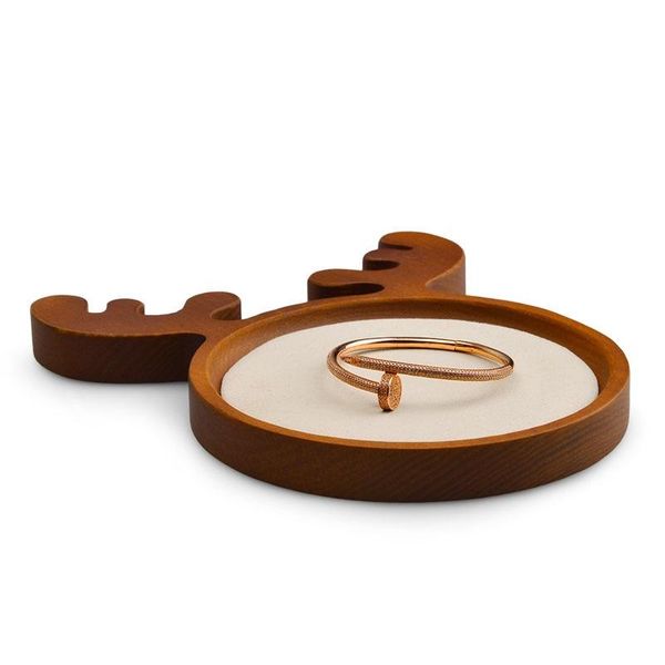 

jewelry pouches, bags oirlv solid wood tray necklace bracelet earring antler design display stand storage, Pink;blue