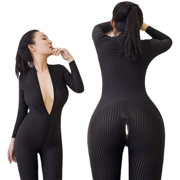 

women's panties s-8xl see through women black zipper open crotch bust bodysuits leopard playsuit jumpsuit shaping dance wear, Black;pink