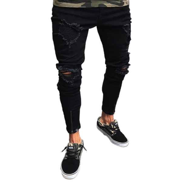 

men's fashion denim trouser pencil jeans slim men trousers casual pants classic cowboys young man jogging, Blue