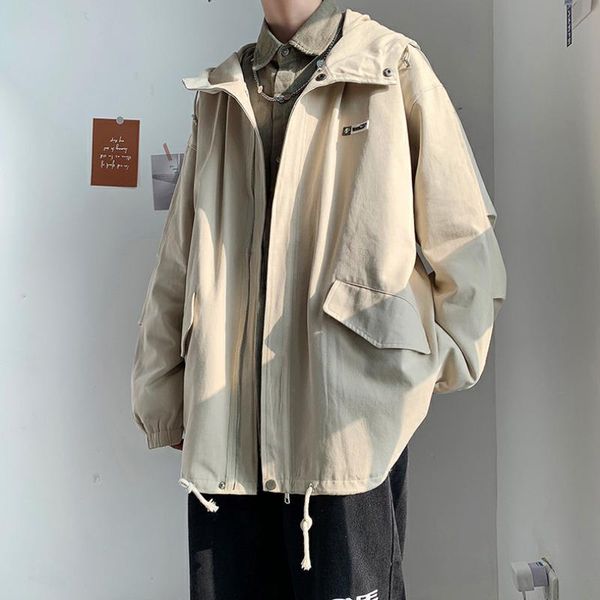 

men's jackets tooling jacket korean-style autumn loose shirt pui handsome hong kong style, Black;brown