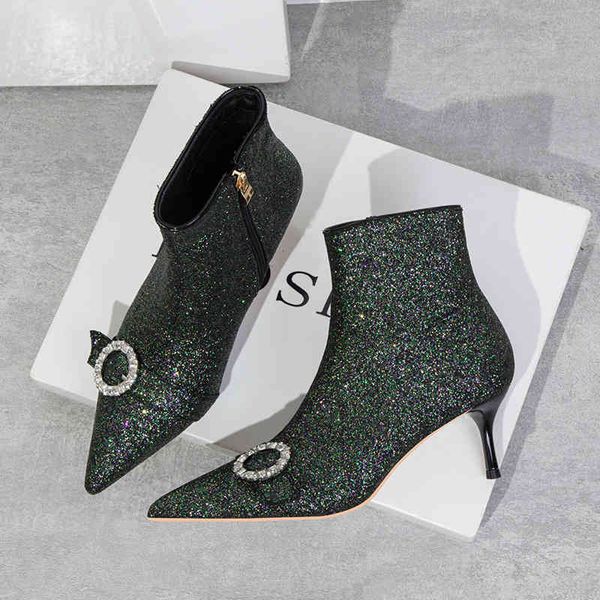 

2021 banquet boots show pointed high heel suede 1, Black