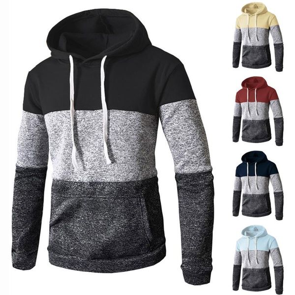 

men's hoodies & sweatshirts 2021 autumn and winter fashion spliced long sleeve jacket sweatshirt men loose blouse, Black