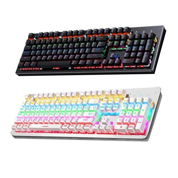 

mechanical gaming keyboard with blue switches led backlit 104 keys wired computer for pc games keyboards